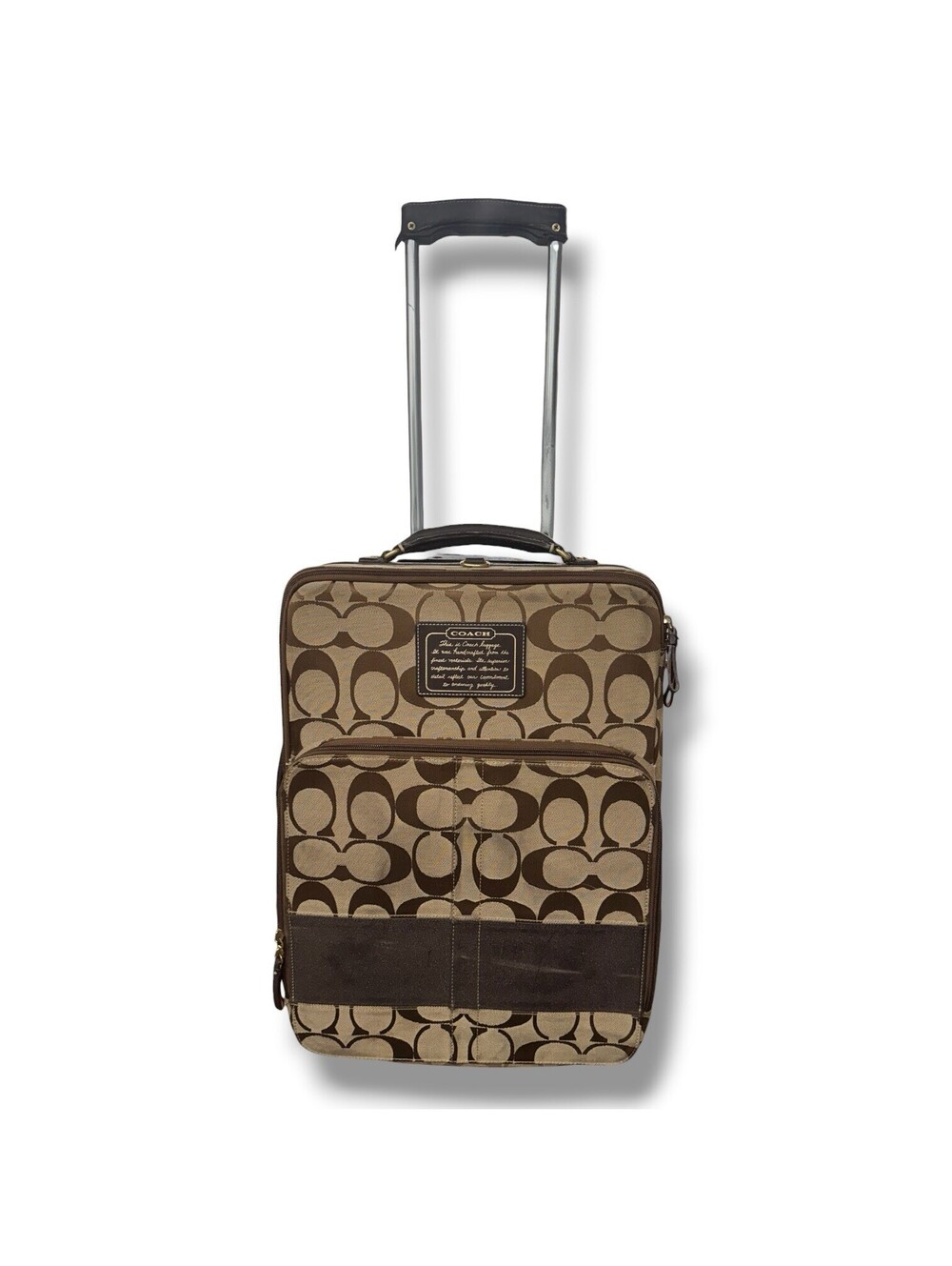 Coach Signature F06Y-77020 Rolling Carry On Suitcase Luggage Brown Canvas Bag